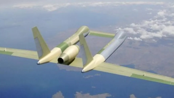 解放軍「神鵰」是全世界最大的無人機，採用了雙體結構，機翼展達 50 米，長度約 25 米，是專門針對隱形戰機的預警機。   圖 : 翻攝自騰訊網 / 矚望雲霄