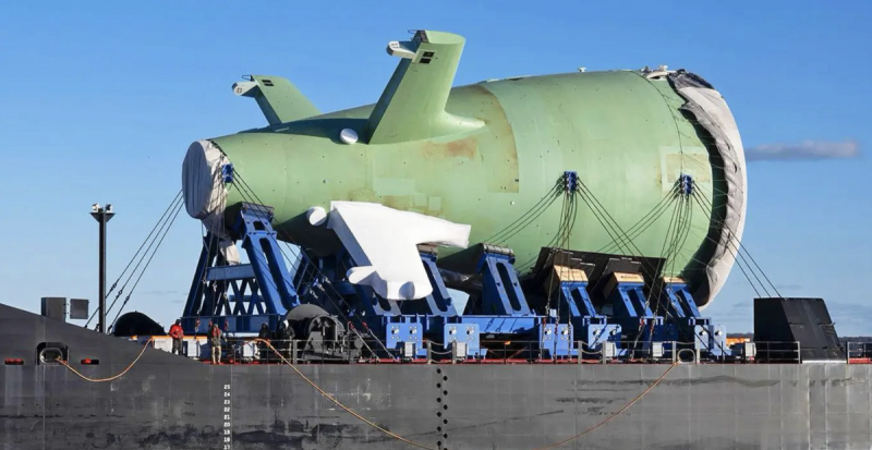 哥倫比亞級首潛艦船尾部分將於 2024 年移交給通用動力電動船。   圖：翻攝自 General Dynamics Corporation 