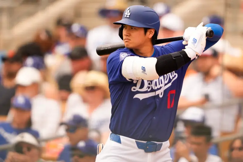 ▲日籍二刀流球星大谷翔平敲出熱身賽第二轟，幫助道奇6：4擊敗巨人。（圖／美聯社／達志影像）   
