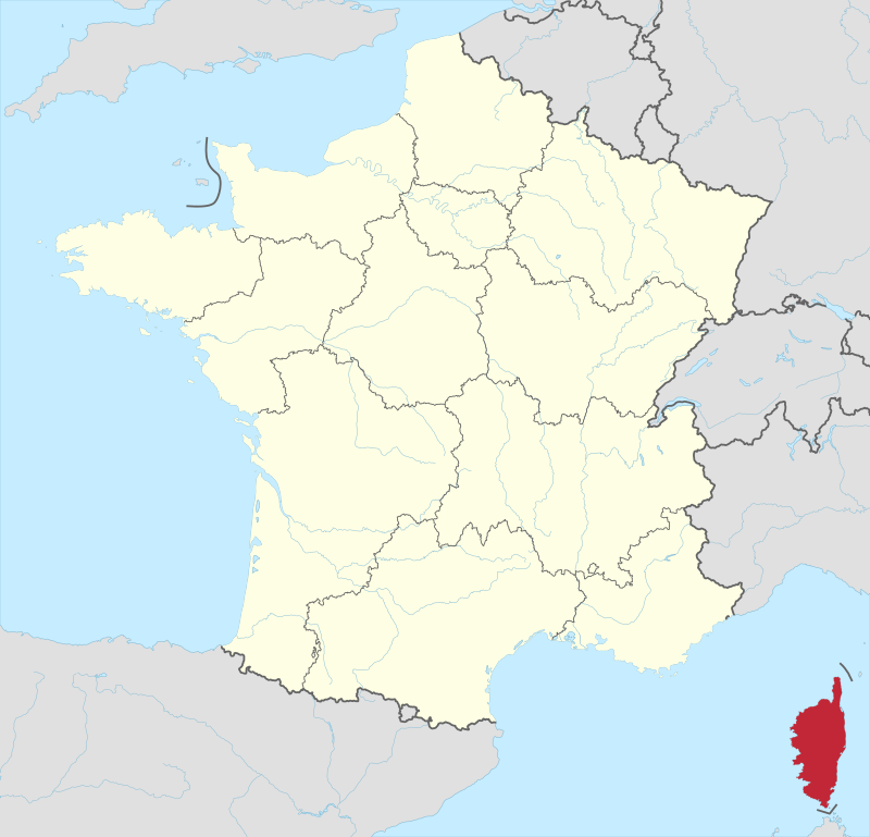 法國（淺黃色）與科西嘉島（褐色）達成協議   圖：取自維基百科　CC BY-SA 3.0