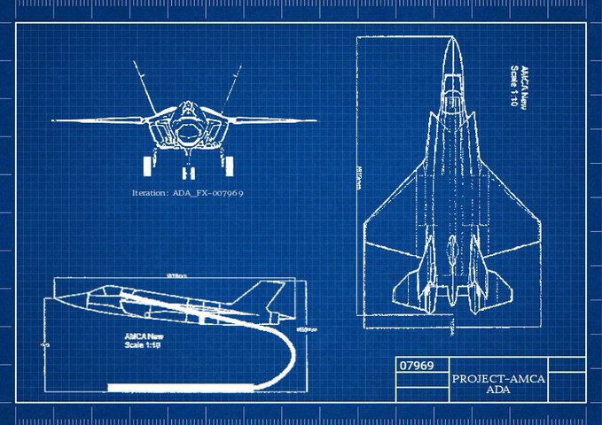 印度的第五代戰機 AMCA 設計圖，是印度的第二個國產戰鬥機計畫。   圖：翻攝自 @Rethik_D X帳號