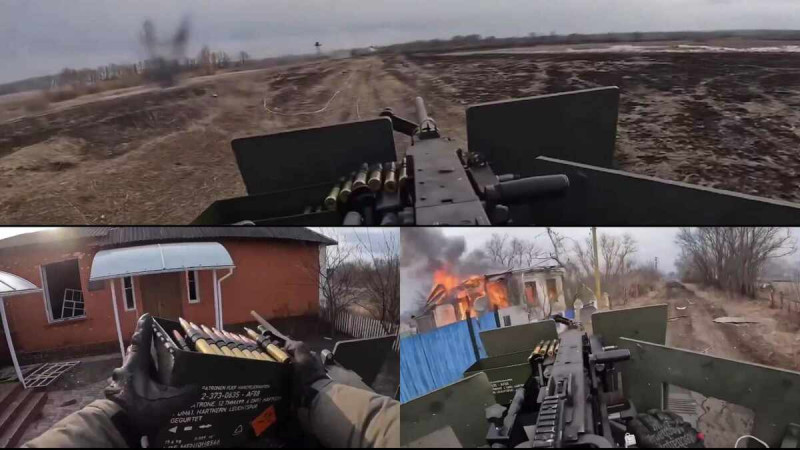 烏克蘭高機動多用途車輛乘員在別爾哥羅德地區邊境戰鬥。   圖 : 翻攝自影片新（頭殼合成）