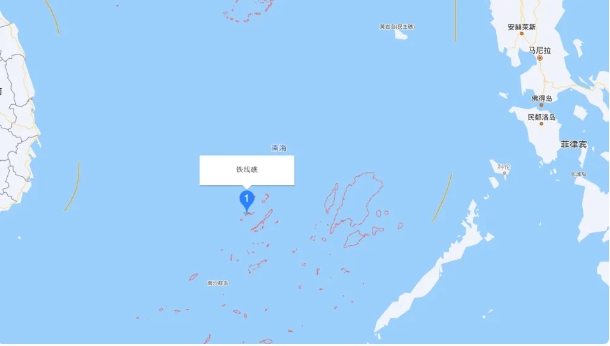 中菲南海主權爭議，鐵線礁地理位置圖。   圖 : 翻攝自環球網