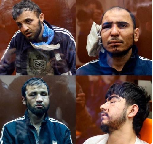 參與恐攻的 4 名恐怖分子，近期已被俄羅斯開庭審理，其中一人疑被俄國削去耳朵。   圖：翻攝自 rainbow7852 X（前推特）