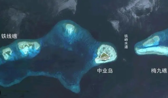  南海鐵線礁距離菲律賓佔領的中業島很近。 圖 : 翻攝自河東三叔 