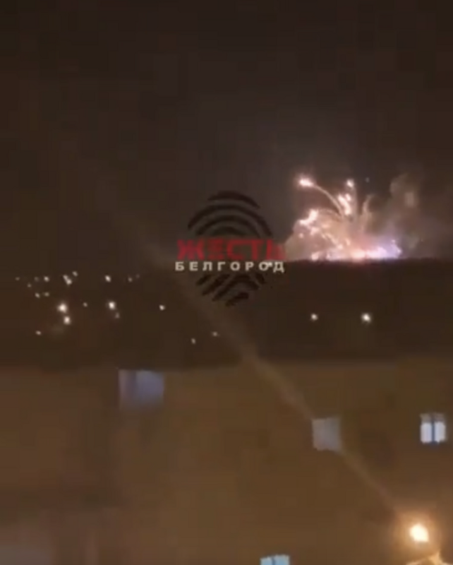 俄國境內的別爾哥羅德地區軍事基地遭到攻擊。   圖：翻攝自Ｘ（前推特）@HXR001