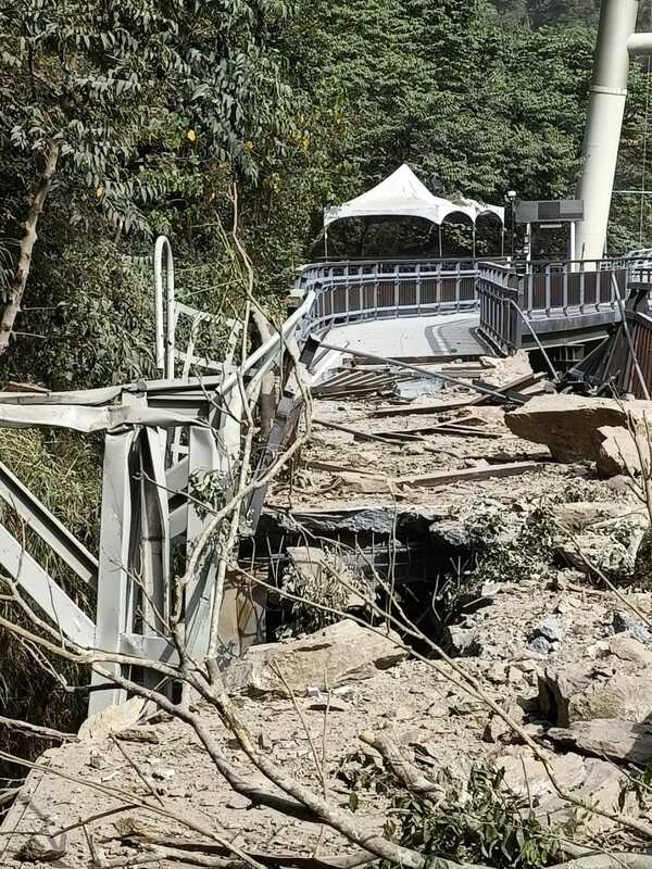 403強震重創花蓮，太魯閣國家公園也受到嚴重災損。   圖：取自太魯閣國家公園臉書