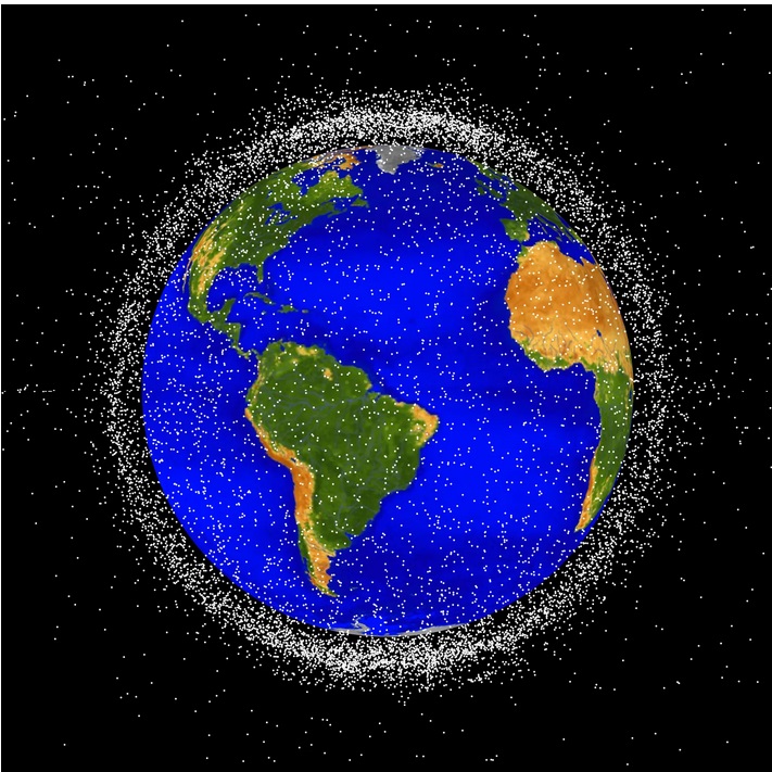 目前地球軌道範圍有大量的衛星，若有衛星發生碰撞，恐導致連鎖效應，導致地球軌道上充滿衛星碎片，並摧毀許多重要的衛星系統。   圖：翻攝自 NASA 官網