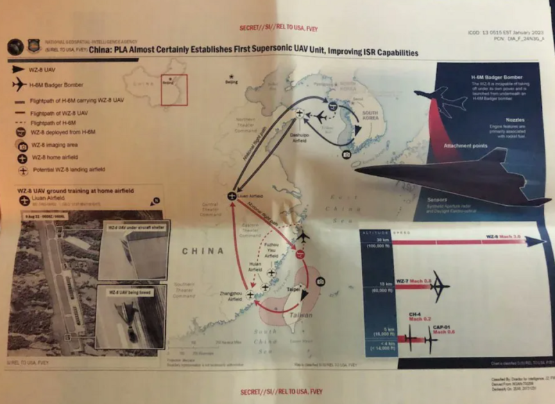 美國媒體指解放軍部署「無偵-8」無人機執行台灣和南韓上空進行偵察飛行。   圖：翻攝社群媒體「X」