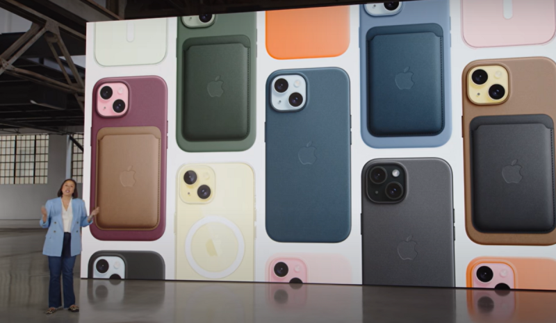 iPhone 15專用精細織紋保護殼推出不到1年，強調環保材質但因耐用性不優市場反映冷淡，因此傳出蘋果正考慮停止生產該保護殼。   圖：翻攝自蘋果YT