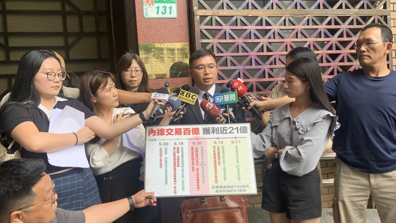 林文鵬律師22日針對張國華、柯麗卿等涉嫌證交法內線交易犯罪，向台北地檢署提出告訴。   圖：律師林文鵬提供
