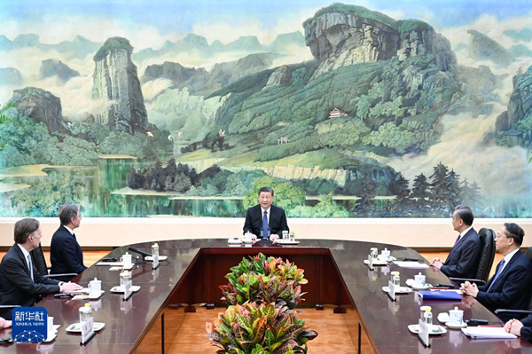 美國國務卿布林肯26日會見中國國家主席習近平。   圖 : 取自中國外交部網站
