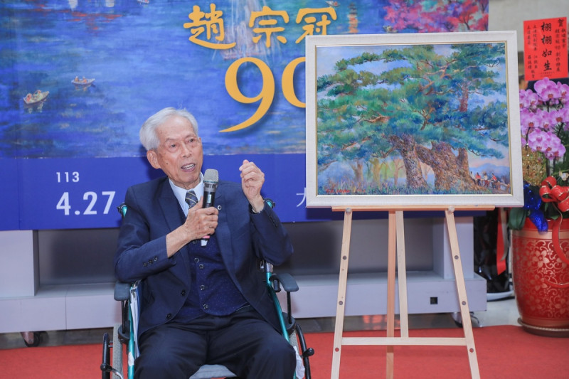 高齡90歲的藝術家趙宗冠身兼婦產科醫生和畫家。   圖：台中市政府/提供