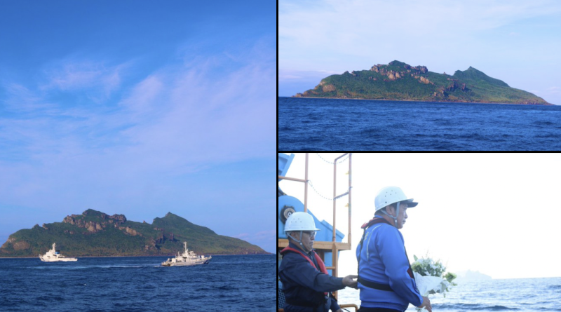 日本沖繩縣石垣市 25 日啟動了從船上調查釣魚台（日稱尖閣諸島）環境的活動，中駐日大使館直指是「侵權挑釁行徑」。   圖：取自石垣市政府「X」