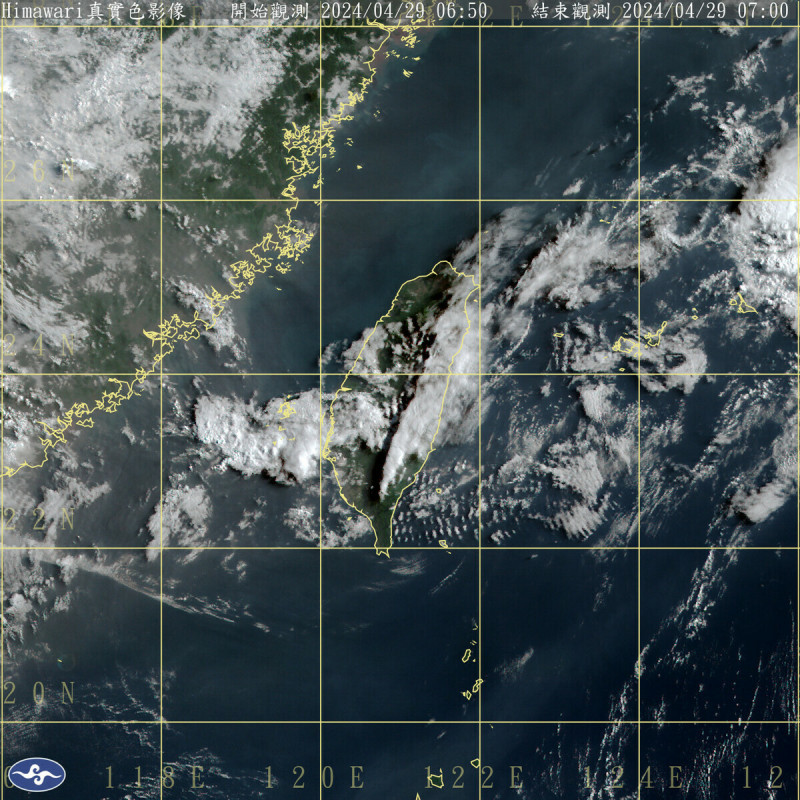 今天全台各地包括澎湖，大多是多雲到晴的天氣，金門與馬祖則可能有局部短暫陣雨或雷雨。   圖：中央氣象署／提供