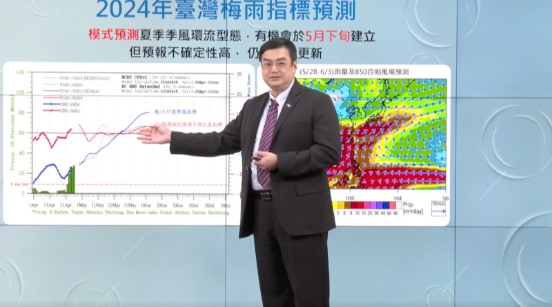 氣象署預測今年梅雨季雨量，5月至6月總雨量以正常至偏少機率大。   圖：翻攝自中央氣象署臉書