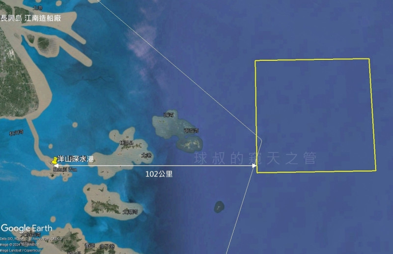 前海軍官校教官、軍事專家呂禮詩依中國發布航行警告，認為洋山深水港以東102公里的4點連線區域，是福建艦可能的海試區域。   圖：翻攝「臉書」呂禮詩