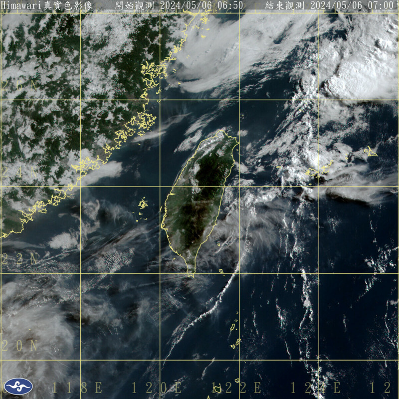今天鋒面通過台灣北部海面，北部與東半部地區將有局部短暫陣雨，其他地區包括澎湖、金門、馬祖則是多雲到晴的天氣。   圖：中央氣象署／提供
