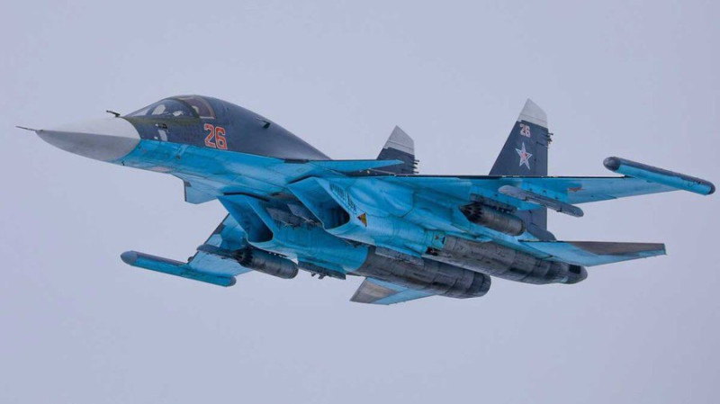 1 架俄羅斯 Su-34 戰鬥轟炸機被烏軍擊落，駕駛員已死亡。   圖：翻攝自 Ukrainian Front X（前推特）帳號