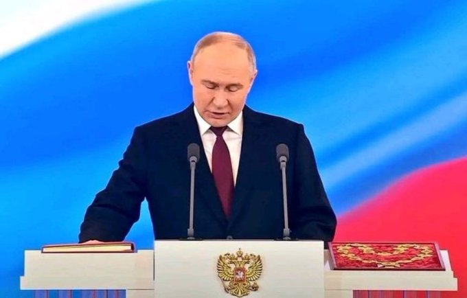 俄羅斯總統普丁於當地時間 7 日中午 12 點第五度宣誓就職俄羅斯總統。   圖：翻攝自 @Senatorlouis027 X 帳號