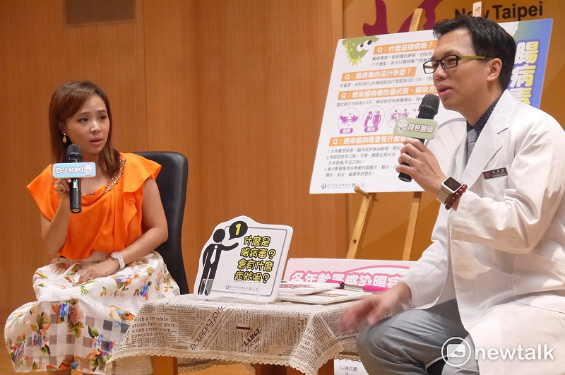 阿包醫師親自解說腸病毒的知識，並提醒民眾，酒精是無法將腸病毒殺死的，記得要勤洗手，才是預防之道。   圖：鍾孟軒/攝