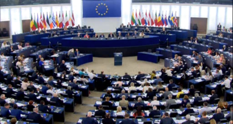 歐洲議會6日以壓倒性票數通過聲援劉曉波及李明哲案。   圖：擷取自歐洲議會直播