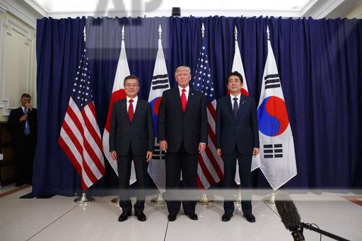 美日韓領袖會議   促國際社會強化施壓北韓   圖：AP攝