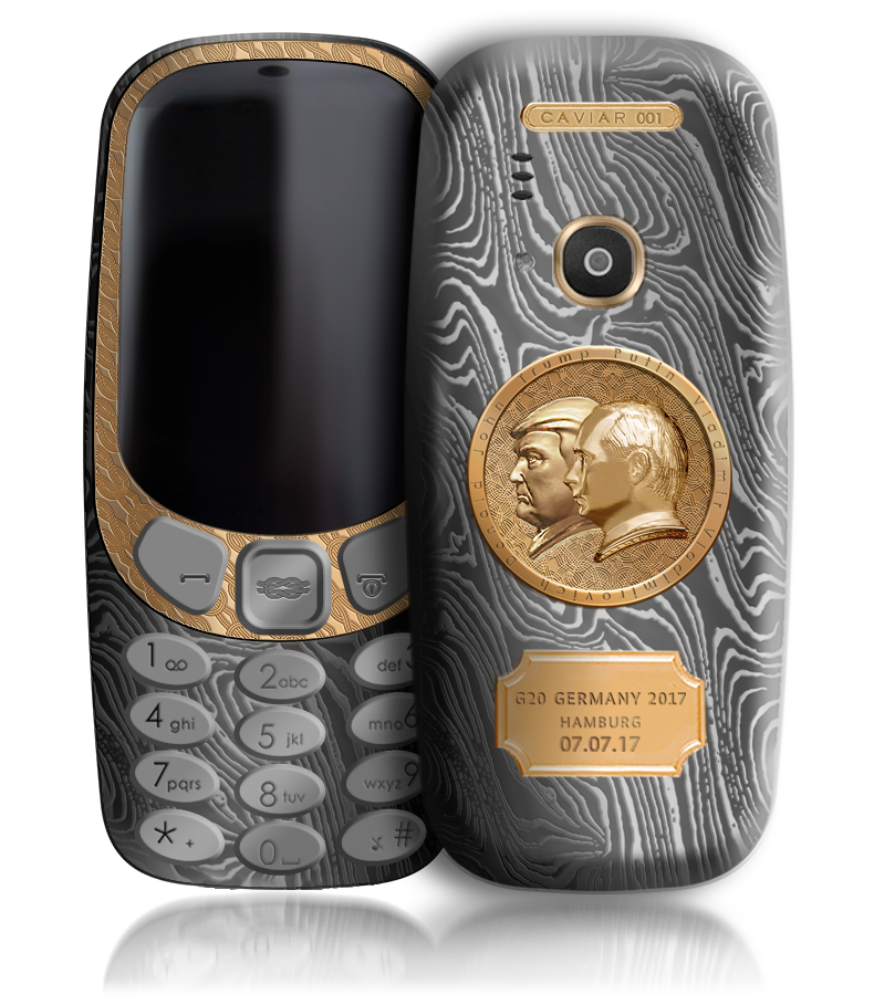 俄羅斯手機廠商Caviar推出以川普、普亭為主角的手機，而且還是經典的Nokia 3310。   圖：翻攝自Caviar