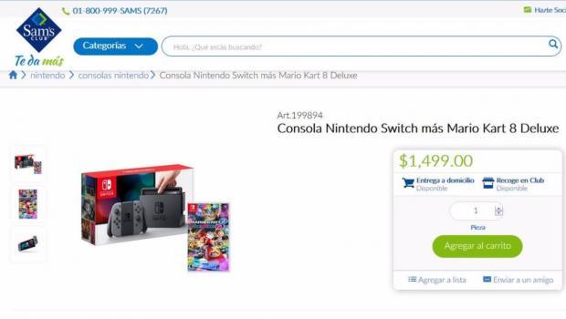 墨西哥店的山姆會員店，將一台10000披索（500美元）的Nintendo Switch錯標為1499披索（83美元）。   圖：翻攝自iThome