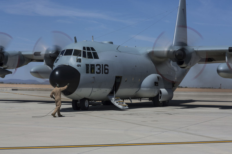 美國海軍陸戰隊KC-130T飛機屬於VMGR-452中隊，曾參與過伊拉克戰爭。   圖：翻攝美國海軍陸戰隊網站