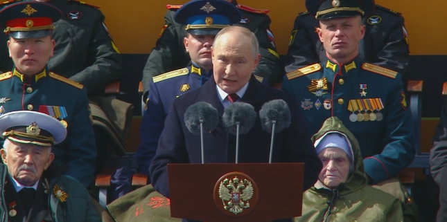 俄羅斯總統普丁出席勝利日閱兵並發表講話。   圖 : 翻攝自環球網