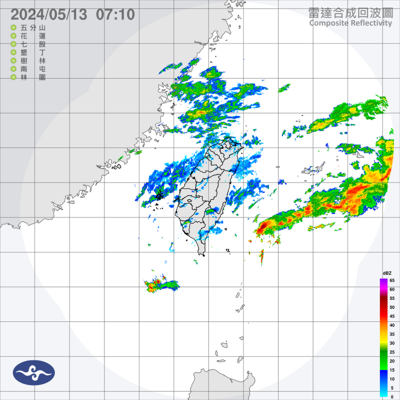 今天將是新的一週水氣最多的時間，各地有局部短暫陣雨或雷雨。   圖：中央氣象署／提供