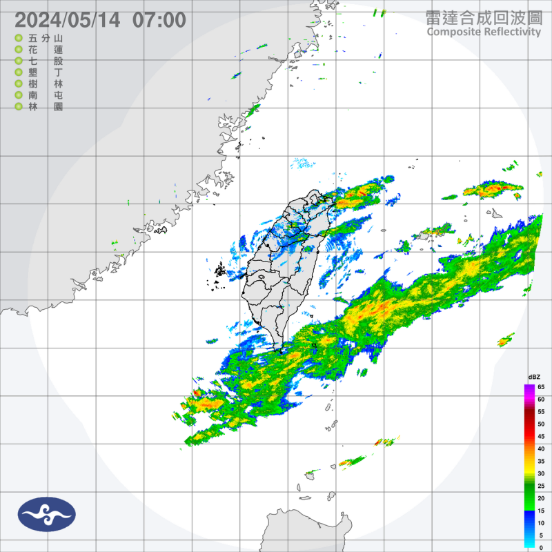 雖然鋒面遠離，不過今天東北部、東部地區，還有中南部山區仍將有局部短暫陣雨或雷雨。   圖：中央氣象署／提供