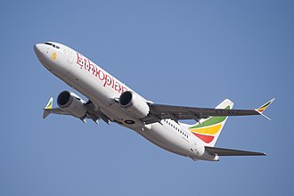 2019 年 3 月，衣索比亞航空一架波音737 MAX 8型客機，起飛後6分鐘即墜毀，機上人員全部遇難。(示意圖)   圖:翻攝自 維基百科