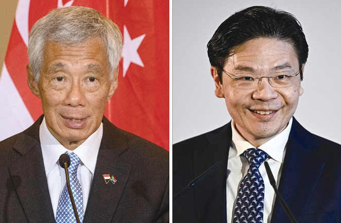 新加坡總理李顯龍(左)今15日正式卸任，由黃循財接棒。   圖 : 翻攝自視覺中國