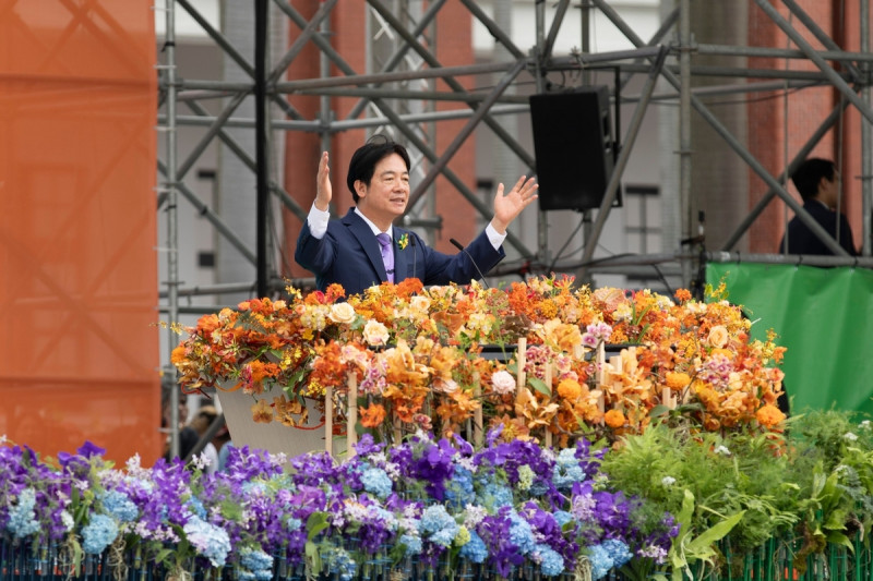 總統賴清德以「打造民主和平繁榮的新台灣」發表就職演說。   圖：總統府/提供