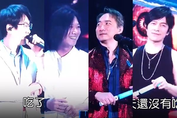 五月天主唱阿信在與歌迷互動時意外稱呼自己為「我們中國人」。另4名成員被捕捉到表情尷尬。   圖：翻攝微博