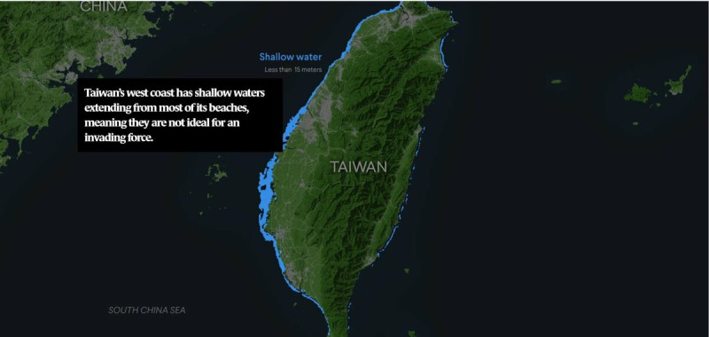 台灣西海岸淺灘不適合大型軍艦停靠。