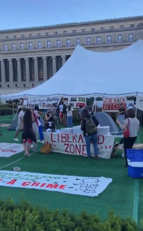 哥倫比亞大學學生紮營抗議。   圖:翻攝自 方舟子 X