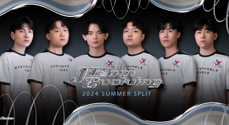 J Team在春季賽時爆出隊內氣氛緊張，如今僅剩中路選手Minji（左三）及輔助選手Enso（右二）留在隊內，夏季賽名單全員大洗牌。   圖：翻攝自J Team FB