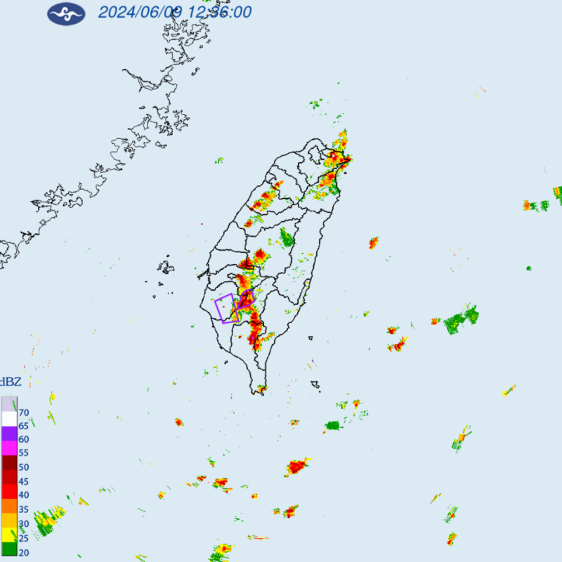 中央氣象署稍早發布了大雷雨即時訊息，影響區域包括台南市、高雄市、嘉義縣。   圖：翻攝自中央氣象署官網