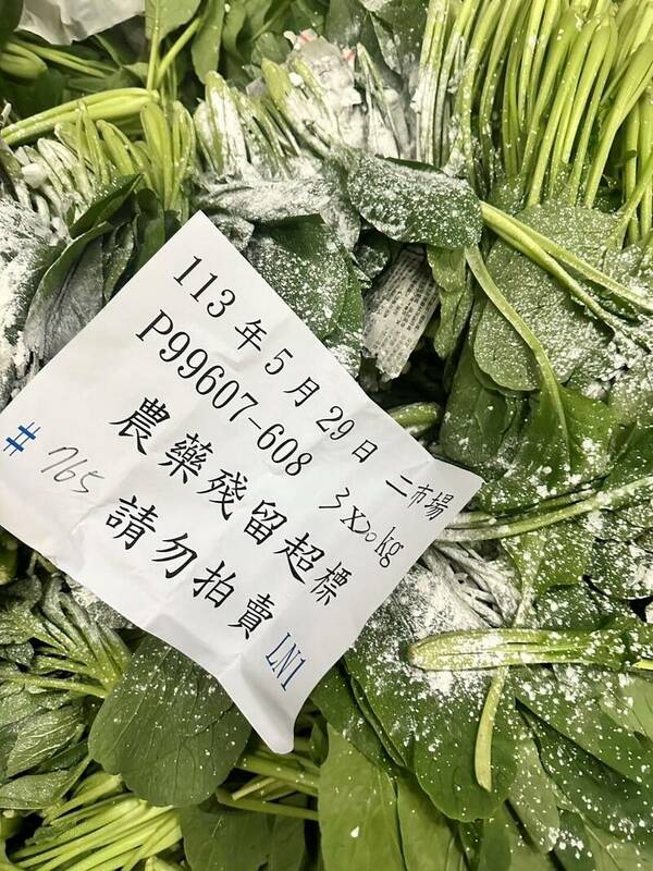 市場處指出，在5月份的抽檢中，油菜、青江白菜和芥藍菜分別有4078公斤、1760公斤和619公斤被銷毀。   圖：台北市場處／提供