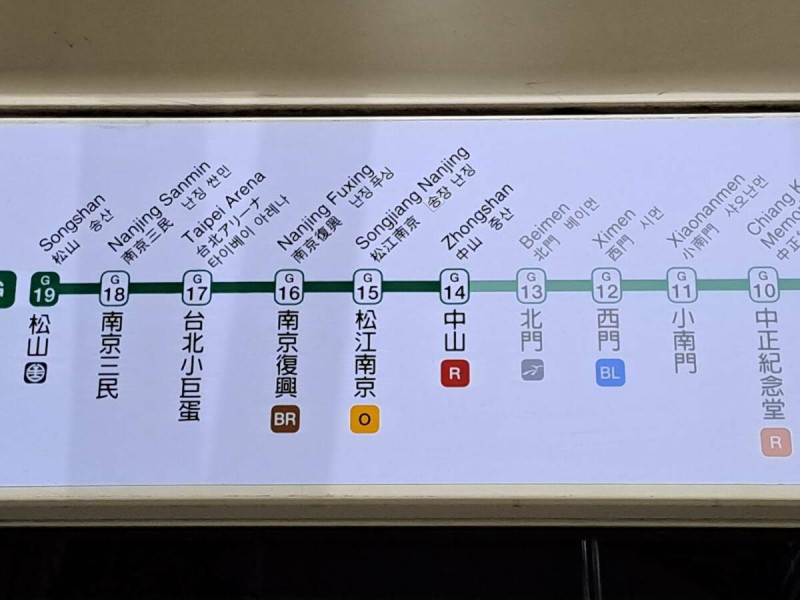 另今年9月底前，全線車站亦完成加註日、韓語指標。   圖：翻攝自台北大眾捷運官網
