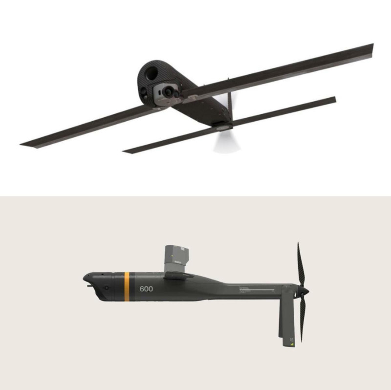 美國對台售出彈簧刀300型（上）、以及ALTIUS-600M（下）兩款無人機，專家認為兩款無人機可強化台灣不對稱戰力。 圖：翻攝自AeroVironment和Anduril Industries官網 