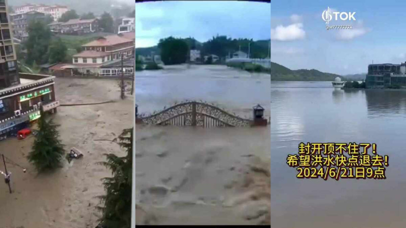 近日，中國多地因突如其來的洪水災造成大量傷亡，數個地區的水庫洩洪事件引發關注。這些事件讓許多人認為除了是天災之外，更多是「人禍」所致。   圖 : 翻攝自影片(新頭殼合成)