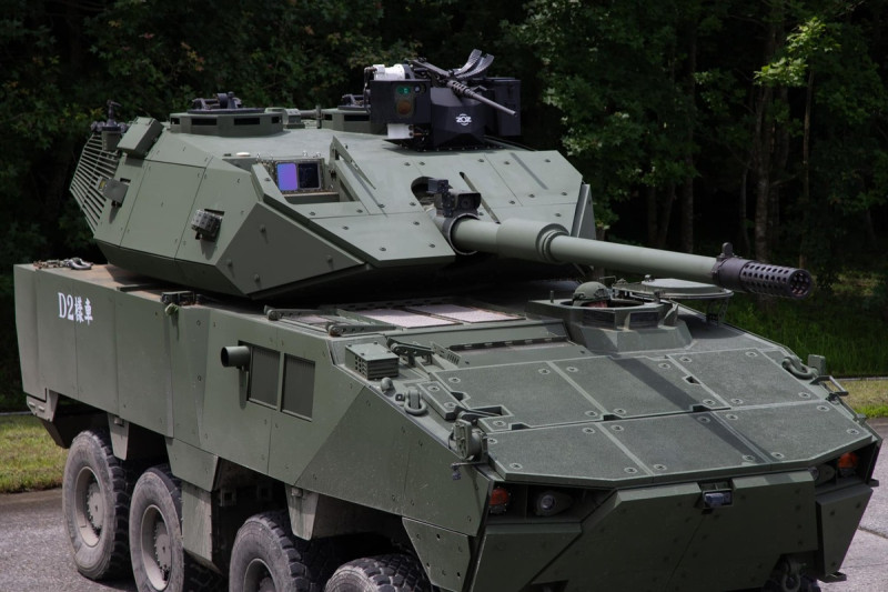 國造「105公厘輪型戰車」。   圖：翻攝「臉書」國防部發言人粉絲專頁/軍聞社