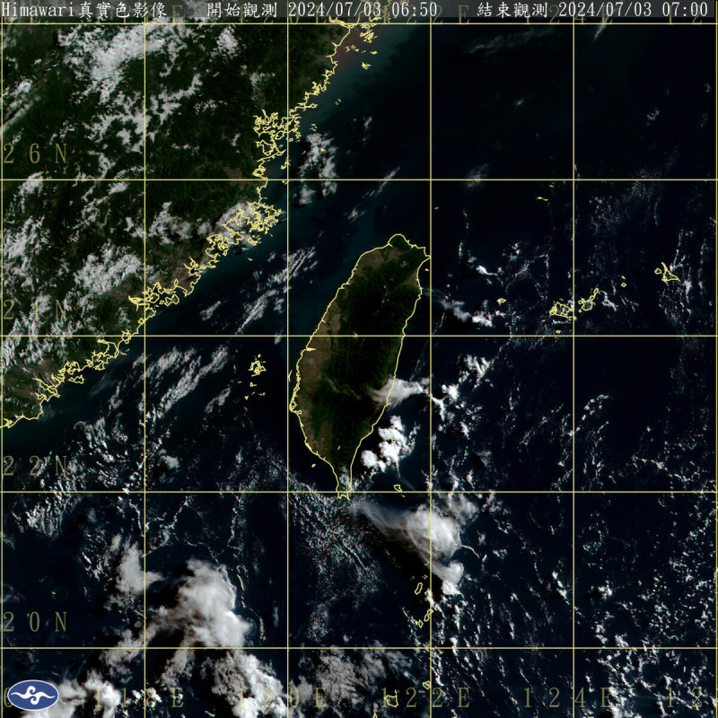 太平洋高壓在日本南方海面疑似滯留，今天全台各地包括澎湖、金門、馬祖，大都是晴到多雲且高溫炎熱，中南部須留意攝氏37、38度以上高溫。   圖：中央氣象署／提供