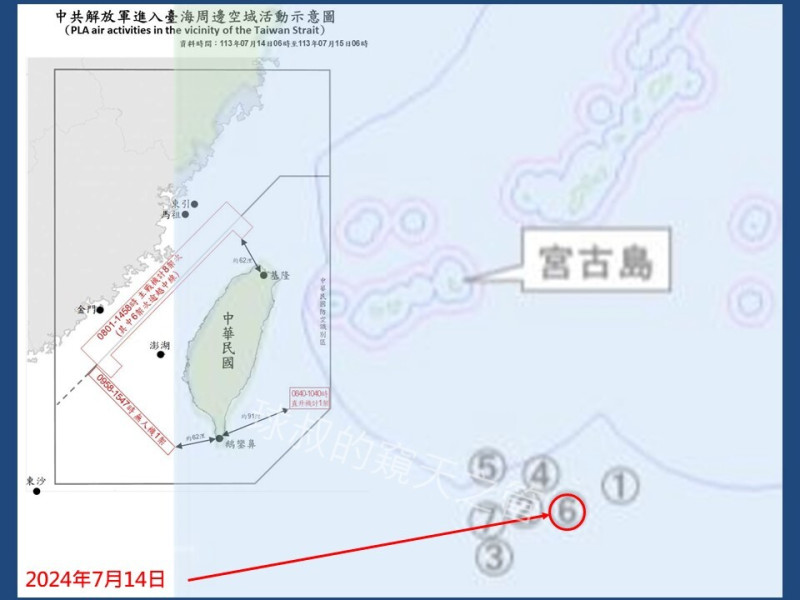 「套疊」國防部與日本統合幕僚監部圖資，呂禮詩研判，解放軍多架次、多方向軍機圍繞台灣，事實上西南防空識別區及東部空域所出現的各型機，都是與山東號編隊進行海空對抗演練；台灣海峽的兵力，反而是擔任策應的兵力。   圖：翻攝「臉書」呂禮詩