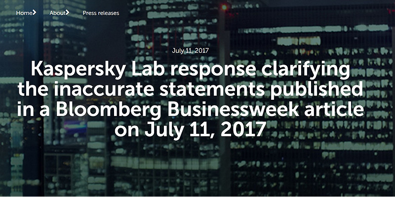 昨日彭博社報導指稱卡巴斯基與該國政府有所掛勾，因而引來創辦人發文澄清，更直批他們是在編故事。   圖：翻攝自卡巴斯基