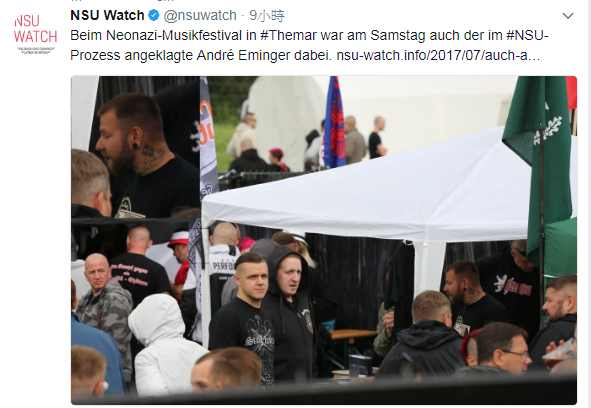 德國新納粹音樂會吸引6000名右翼人士參加，會場以高籬笆圍起，以防意外。   圖：翻攝NSU Watch推特